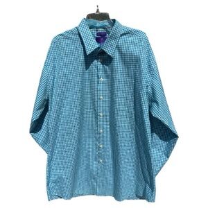 Egara Egyptian Cotton Non Iron Slim Fit Tall Blue & White Checkered Men's Shirt